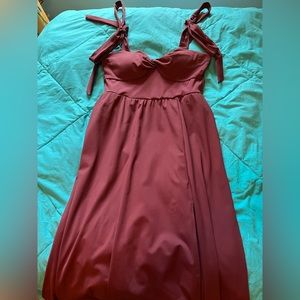 Halara: 	
Lace Up Twisted Side Pocket Split Hem Dance Midi Dress